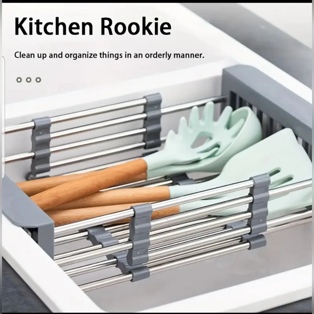 Adjustable Stainless Steel Over-Sink Dish Rack